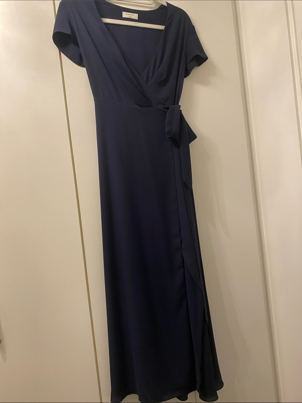 Babaton Navy Wrap Maxi Dress with Side Tie